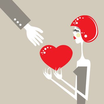 heart love emotional exchange romance valentine illustration woman in love