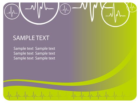 Vector cardio blue background with ecg icons and text area. Great for scientific, medical purposes.