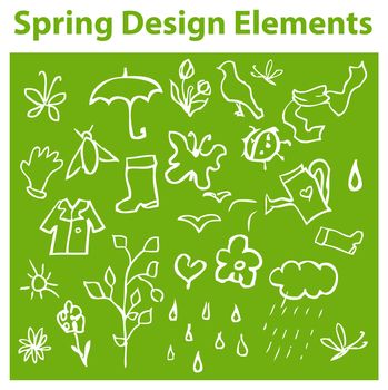 Spring Design Elements, season icons, tag, emblem