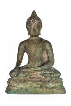 Old Buddha bronze isolated on white background