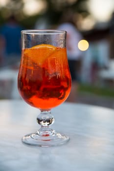 Aperol spritz cocktail, sparkling wine, Aperol, ice and orange slices