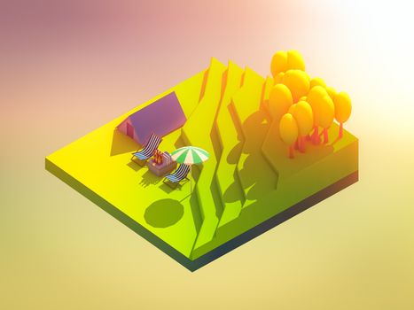 green earth concept in isometric view, isometric background