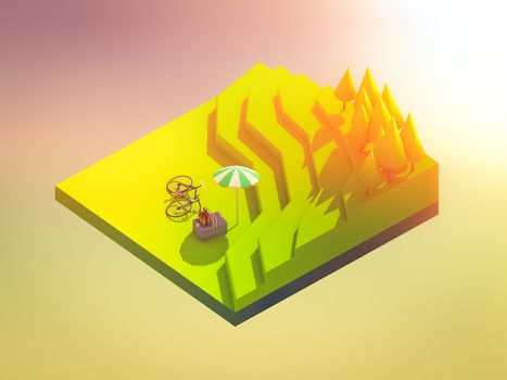 green earth concept in isometric view, isometric background