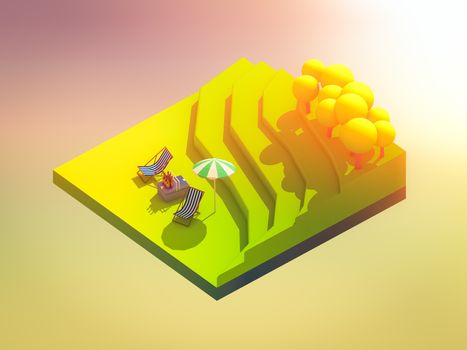 green earth concept in isometric view, isometric background