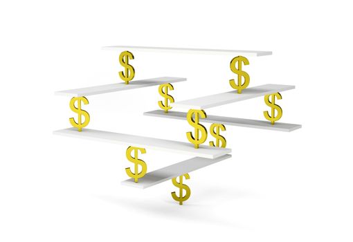 Financial balance, stable equilibrium on isolated white background