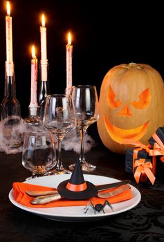 Witch's Hat as a decor element Halloween table setting