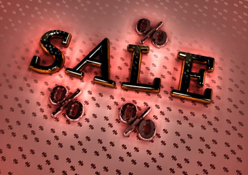 Dimensional inscription of SALE and percents near it.