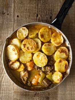 close up of rustic english lancashire hotpot