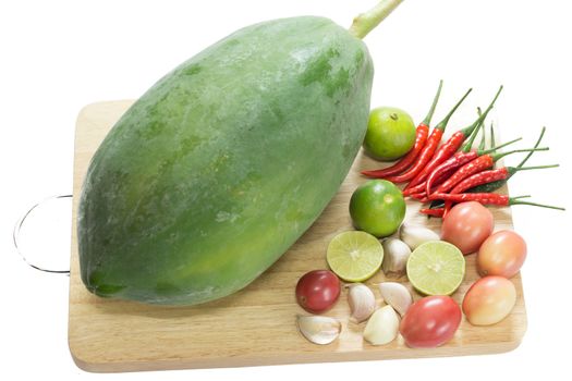 raw material to make papaya salad thai food
