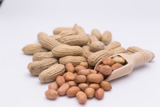 Peanut in Gunny Bag on white background