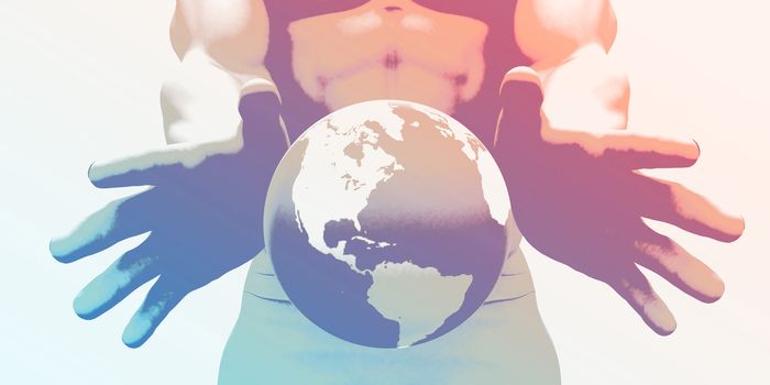 Globalization and a Global Company with Hands Showing World