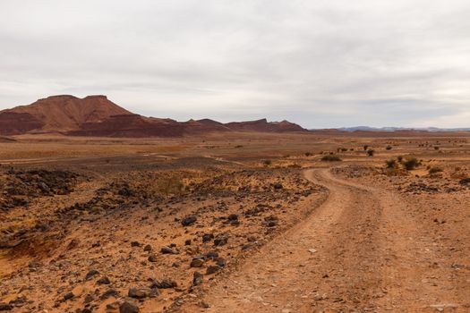 road to the Sahara desert comes to mountains, Morocco