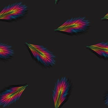 Seamless background with colored feather