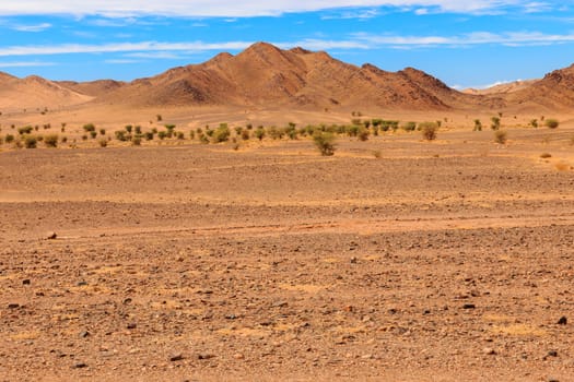 mountains against the blue sky in the Sahara desert of Morocco, landscape