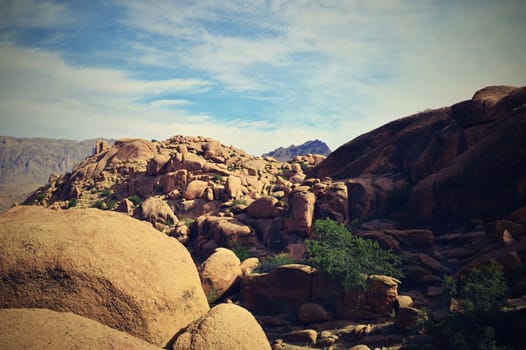 rocks in Tafroute in Atlas mountains in Morocco