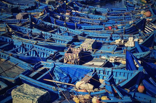 nice blue boat in old port in Essaouira