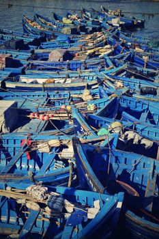 nice blue boat in old port in Essaouira