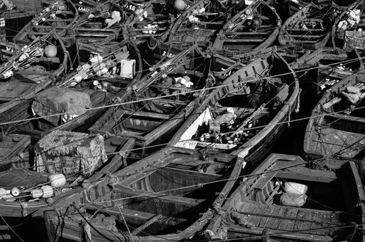 nice blue boat in old port in Essaouira