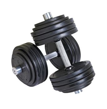 Pair of big heavy dumbbells over white background