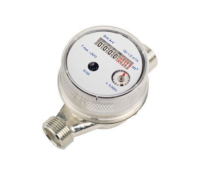 Cold water meter isolated on white background with clipping path