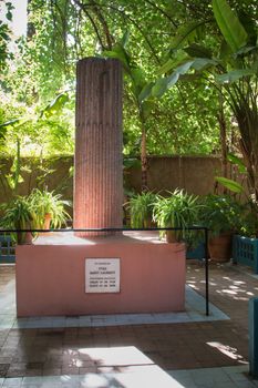 Enlightened memomorial of Yves Saint Laurent in the botanical garden. Marrakesh, Morocco.