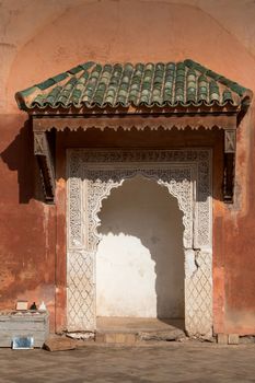 Decorative gate at the museum Saadian Tombs in Marrakesh, Morocco.