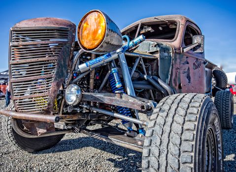 Redding, California: An old hot rod that's seen better days still runs races at the drags after many years.
Photo taken on: February 13th, 2016