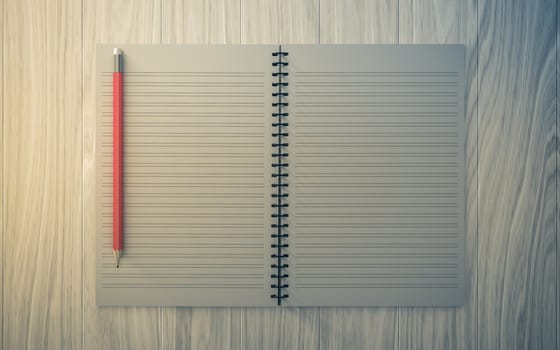 Blank note paper with pencil. on wood background, business object.