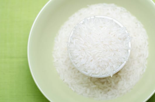 Rice in a cup of green