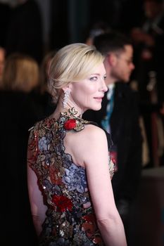 UK, London: Australian actress Cate Blanchett poses on the red Carpet at the EE British Academy Film Awards, BAFTA Awards, at the Royal Opera House in London, England, on 14 February 2016. 