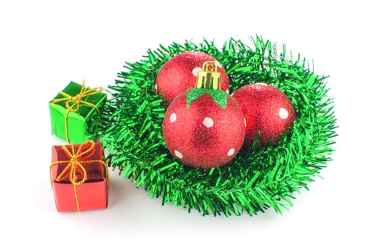 Christmas ball and Christmas decorations on white background