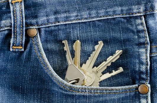 Closeup Keys in a pocket of jeans.