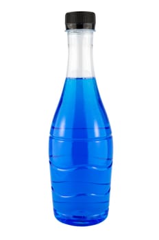 Bright blue water bottle isolate on white background