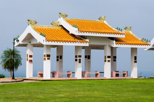 Chinese style pavilion was built on the mountain.