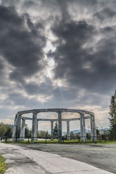 Nazi construction, old cooling tower in Ludwikowice Slaskie, Poland