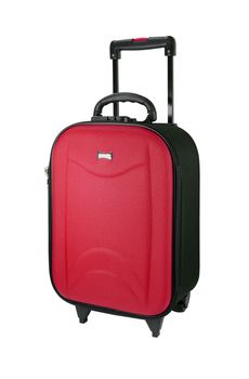 Red Travel luggage isolated on the white background.