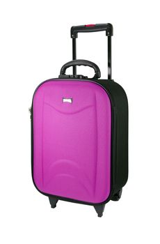 Pink Travel luggage isolated on the white background.