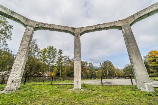 Nazi construction, old cooling tower in Ludwikowice Slaskie, Poland