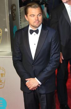 UK, London: American actor Leonardo DiCaprio poses on the red Carpet at the EE British Academy Film Awards, BAFTA Awards, at the Royal Opera House in London, England, on 14 February 2016.