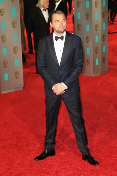 UK, London: American actor Leonardo DiCaprio poses on the red Carpet at the EE British Academy Film Awards, BAFTA Awards, at the Royal Opera House in London, England, on 14 February 2016.