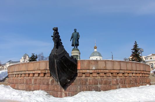 TVER, RUSSIA - February 22: Monument to Afanasy Nikitin - a russian merchant and explorer, February 22, 2013, Tver, Russia.