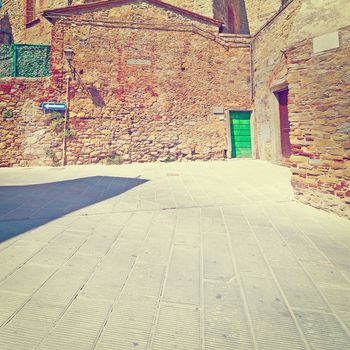 Old Brick Church in the Medieval Italian City, Instagram Effect