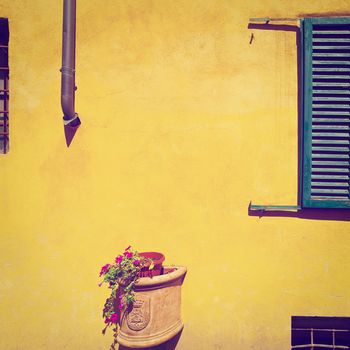 Closed Window of Old Building in Italy, Instagram Effect