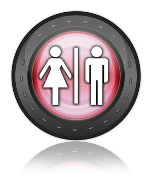 Icon, Button, Pictogram with Restrooms symbol