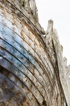 Werck wood boat on the beach, France Normandy Cotentin viking