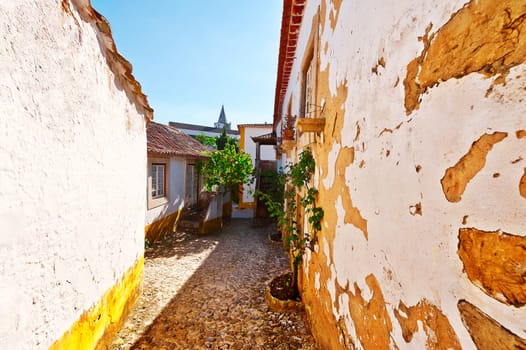Narrow Street in the Medieval Portuguese City of Obidos