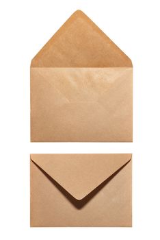 2 sides of envelope isolated on white background