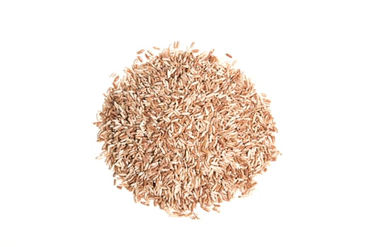 Sangyod brown organic rice on white background