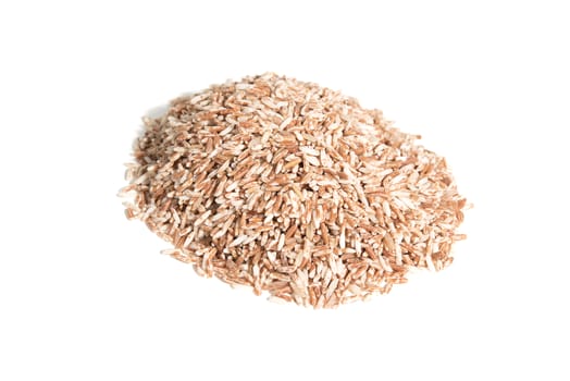 Sangyod brown organic rice on white background