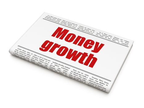 Banking concept: newspaper headline Money Growth on White background, 3d render